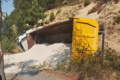 Kamyonunu bilerek devirdi, faciayı önledi