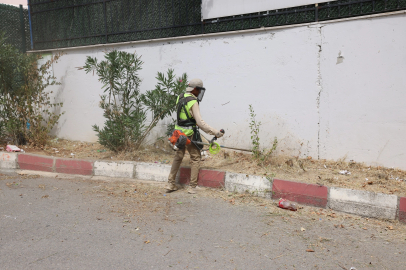 Kocaeli okul bahçelerinde otlar biçiliyor