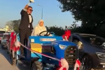 Düzce'de patpat gelin arabası oldu