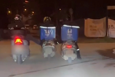 Düzce'de yolda kalan kuryeye meslektaşlarından destek