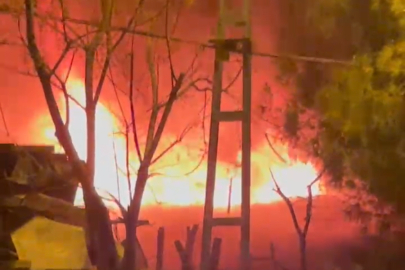 Tuzla'da 2 gecekondu alev alev yandı