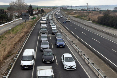 İstanbul-Tekirdağ kara yolunda araç yoğunluğu