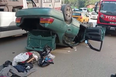 Park halindeki araca çarpıp takla attı: Sürücü yaralandı