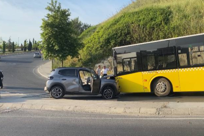 Motosikletliye çarpmamak için manevra yaptı, İETT otobüsüne çarptı